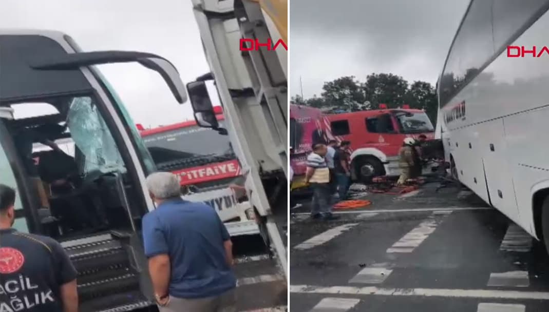 Arnavutköy'de yolcu otobüsü İETT otobüsüne çarptı: Ekipler olay yerinde