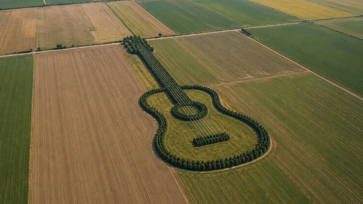 7 Bin Ağaçla Dev Gitar Şaheseri: Tek Tek Dikerek Oluşturduğu Eser Görenleri Duygulandırıyor