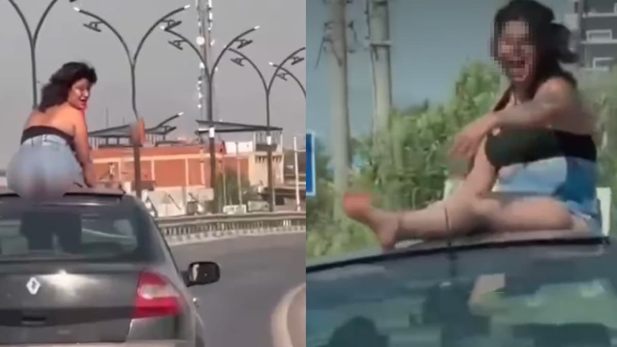 Aracın üzerinde dans etti, gözaltına alındı