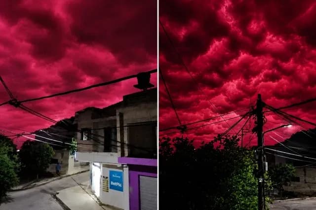Kolombiya'da deprem sonrası gökyüzünü kaplayan gizemli kızıl ışık panik yarattı