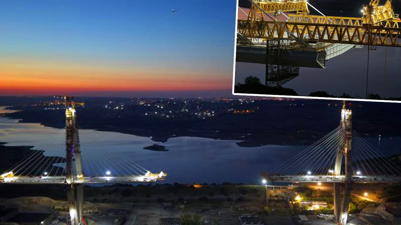 İstanbul'a yeni bir dev mühendislik: Sazlıdere Köprüsü'nde 250 tonluk tabliye operasyonu