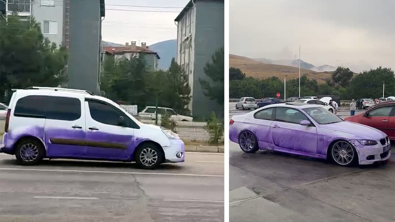 Afyonkarahisar'da TIR Yola Boya Döktü: Arkadan Gelen Araçlar Mor Renge Büründü