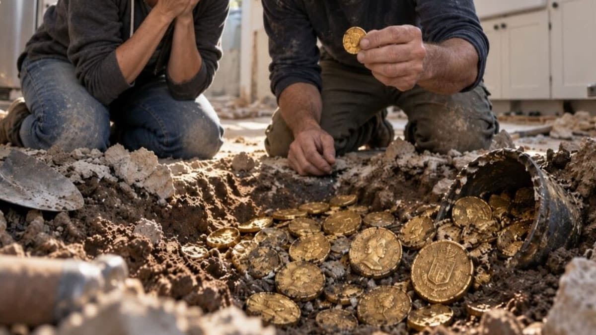 Mutfak tadilatı sırasında 200 yıllık hazine bulundu: Duvardan 82 altın sikke çıktı