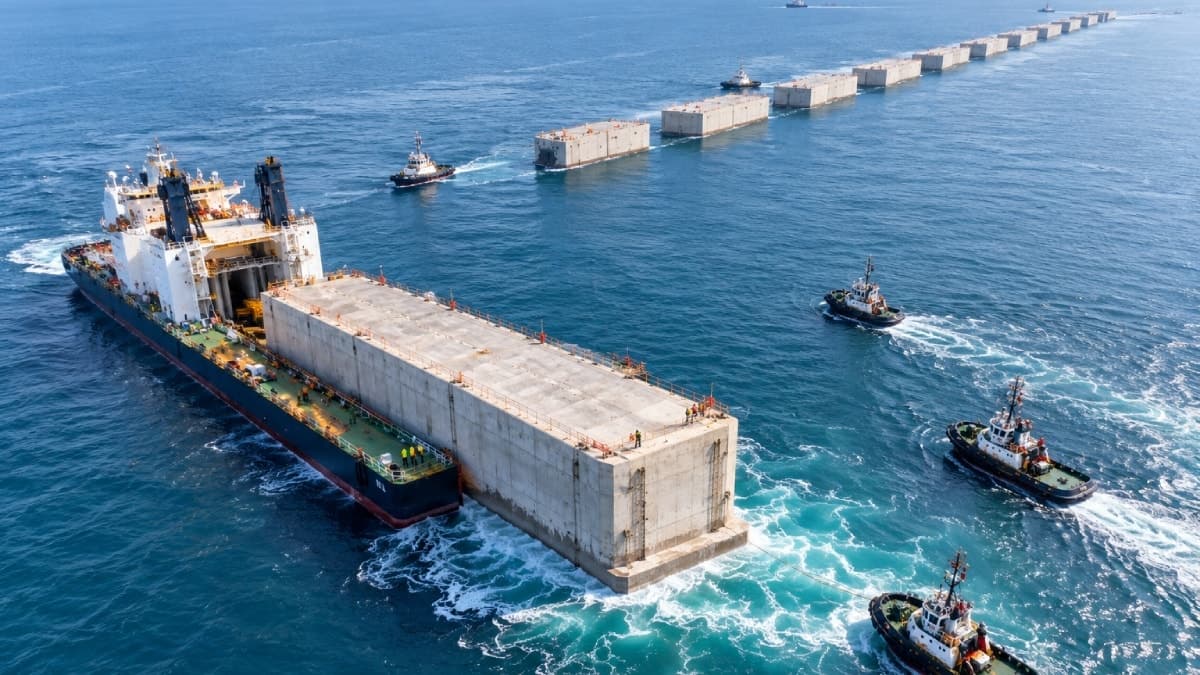 Denizin üzerine inşa edilen dev proje: 22 bin tonluk beton bloklar tek tek yerleştirildi